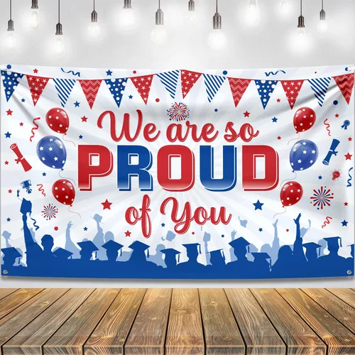 Vista 15 de KatchOn, XtraLarge We are So Proud of You Banner – 72 x 44 pulgadas Fondo de graduación negro y dorado 2026 para decoraciones de graduación 2026