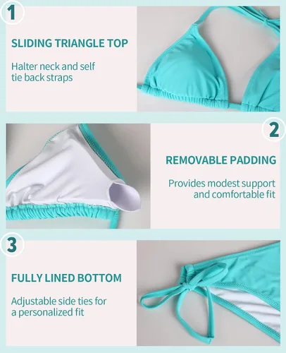 Vista 5 de CharmLeaks - Traje de baño de dos piezas para mujer, bikini, con nudos laterales, color degradado