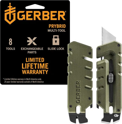 Vista 8 de Gerber Gear Prybrid Utility Cúter con barra de palanca, cuchillo multiherramienta de bolsillo con hoja retráctil, cuchillo para uso diario, gris