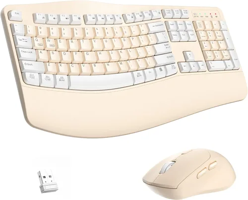 Vista 14 de Combo de teclado y mouse inalámbricos, teclas de onda ergonómicas 2.4G