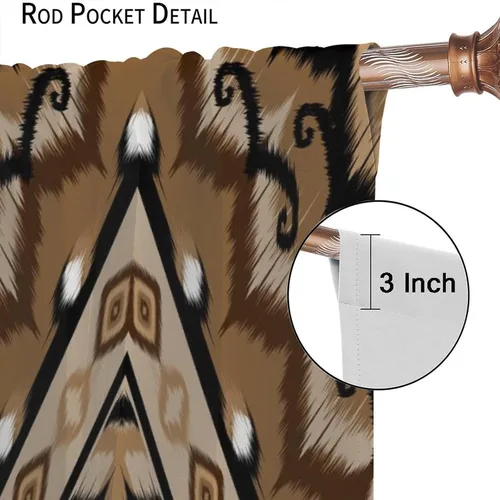 Vista 108 de Cortinas con patrón geométrico tribal, estilo suroeste, azteca, rústico, occidental, nativo americano, opacas, con bolsillo para barra, decoración