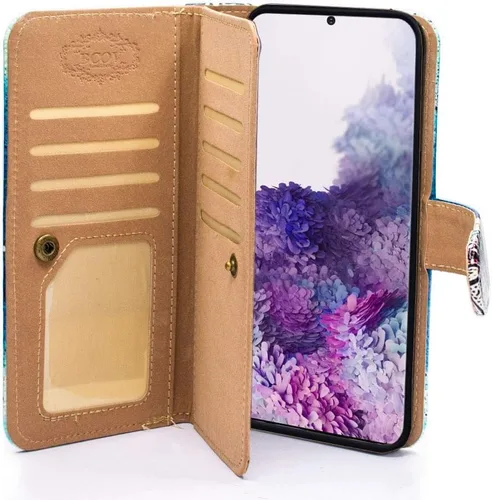 Vista 5 de Bcov Funda para Samsung Galaxy S22, Postal de la Torre Eiffel multifunción Funda de cuero para teléfono con múltiples ranuras para tarjetas, correa
