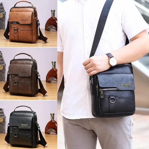 Vista 6 de Bolsa de mensajero para hombre, de piel sintética, bolsa de hombro, bolsa de viaje, bolso de hombre, bolso casual, bolsa de mano con personalidad
