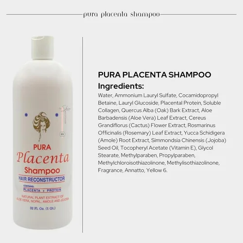 Vista 2 de Cabellina Pura Placenta Reconstructor Champú con Proteínas, Queratina Aminoácidos y Aceites Naturales - 32 fl oz - 1 unidad