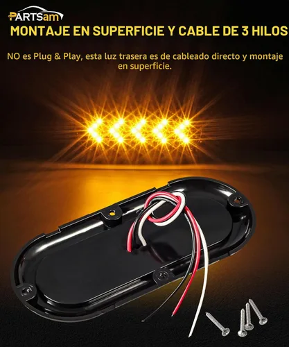 Vista 3 de Partsam 2 luces de señal de giro ovaladas de 6 pulgadas, para camión, remolque, color ámbar, 25 LED, montaje en superficie, lente ahumada