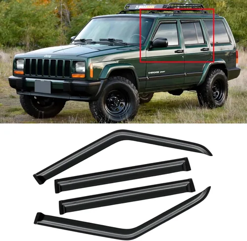 Vista 84 de Protectores de lluvia en canal para Jeep Grand Cherokee L 2021-2026, protectores de visera de ventana, deflector de ventilación, sombra viento humo