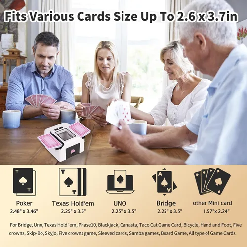 Vista 4 de Barajador automático de cartas, 1-2 barajas silencioso y 2000 mAh USB-C recargable electrónico barajador de cartas, barajador automático/manual