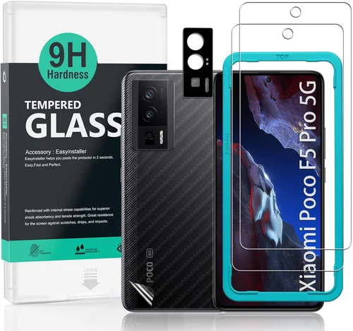 Vista 7 de Ibywind Protector de pantalla para Xiaomi Poco F5 5G (6.67 pulgadas), paquete de 2 + 1 protector de lente de cámara + 1 película trasera, vidrio
