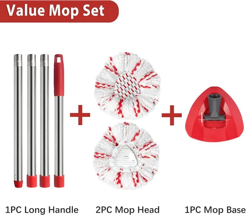 Vista 6 de Cabezal de repuesto para mopa giratoria HiBaby, base, mango compatible con el juego de mopa Ocedar EasyWring de 1 tanque de microfibra, 2 cabezales