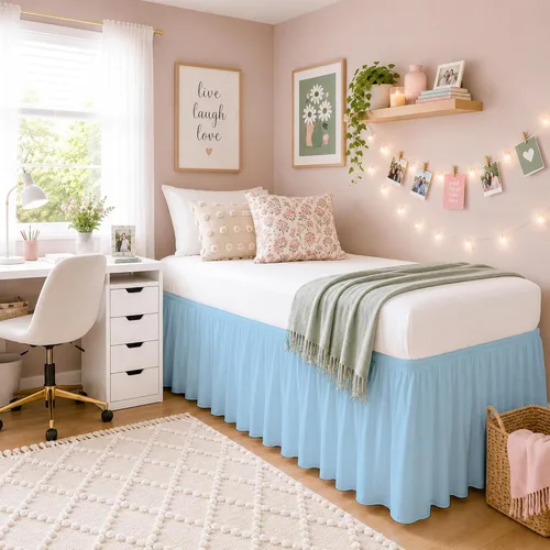 Vista 17 de SlumberWell Falda de cama con volantes, tamaño individual XL, caída de 36 pulgadas, gris oscuro Solución de almacenamiento oculto