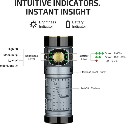 Vista 7 de OLIGHT Baton4 Linterna EDC recargable, luz de bolsillo LED de 1300 lúmenes con cable de carga magnético, 6 modos, IPX8 impermeable para el hogar