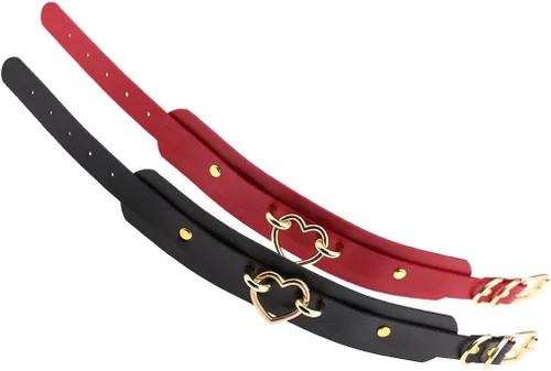 Vista 3 de eYLun Collares de cuero para mujer gargantilla de corazón punk rock ajustable Metal