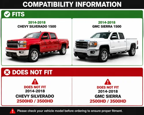 Vista 2 de Conjunto de parachoques de escalón trasero negro compatible con Chevy Silverado GMC Sierra 1500 2014-2018 SIN ORIFICIO DE SENSOR GMC Sierra 1500