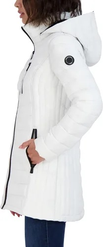 Vista 3 de Nautica Women's 34 Midweight Stretch Puffer Jacket with Hood