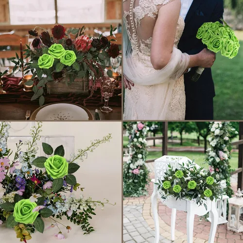 Vista 5 de Flores artificiales, rosas falsas de espuma de aspecto real, combo de flores artificiales de boda para ramos de boda, centros de mesa, arreglos