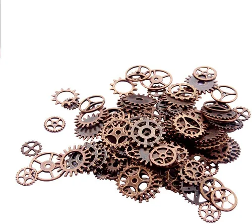 Vista 5 de Aokbean 150 piezas de metal, bronce, vintage, variadas, para hacer joyería. Gargantillas, relojes, ruedas