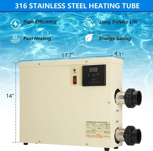 Vista 6 de Calentador de piscina de 11KW 240V para piscina sobre el suelo, calentador eléctrico de piscina con pantalla táctil, termostato de bañera