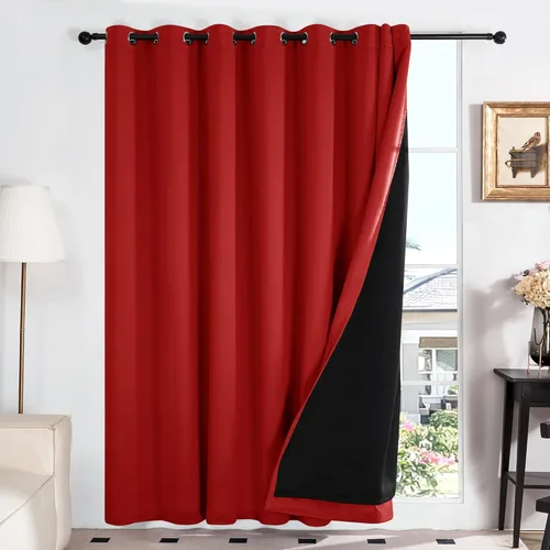 Vista 10 de Deconovo cortinas blackout 100 % con forro totalmente negro con aislamiento térmico de doble capa, oscurecimiento de la habitación, ahorro