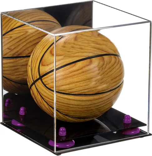 Vista 81 de Better Display Cases Mini acrílico - Miniatura (no tamaño completo) Baloncesto vitrina con elevadores negros y espejo (A015-BR)