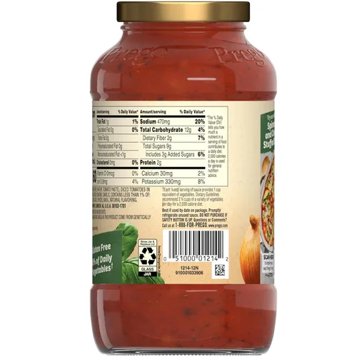 Vista 6 de Prego Tomate grueso con salsa de pasta de ajo y cebolla, tarro de 24 onzas