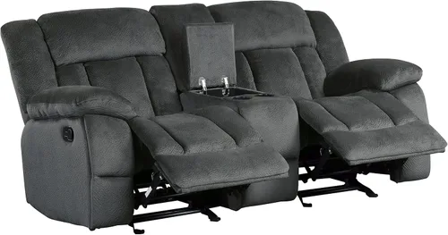 Vista 6 de Homelegance Laurelton - Sofá reclinable de microfibra de 79 pulgadas con consola, color gris
