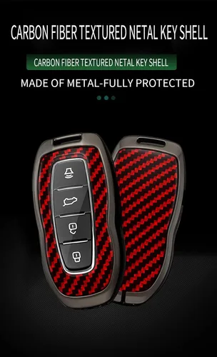 Vista 2 de ontto Funda de llave de automóvil de 4 botones compatible con Ford Equator 2022 2023, funda de metal con textura de carbono, carcasa elegante