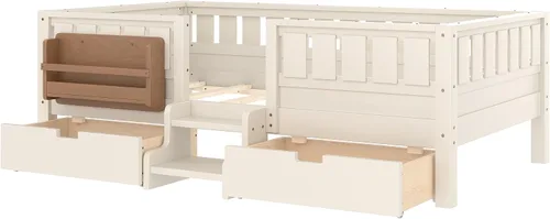 Vista 5 de Bellemave Cama Montessori Twin Kids con escaleras, estantería y cajones, beige Cajón beige
