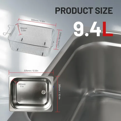 Vista 5 de ZKH Máquina profesional de limpieza de joyas 10L, limpiador sónico de alta frecuencia con temporizador digital y calentador, máquina ultrasónica
