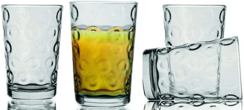 Vista 2 de Circleware Circles - Vasos de jugo para beber, juego de 4 piezas, vaso de base pesada, tazas de té helado, cristalería de entretenimiento