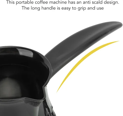 Vista 3 de Fockety Cafetera turca, cafetera de acero inoxidable ABS de 20.3 fl oz de capacidad, cafetera árabe turca griega con mango extraíble, cafetera