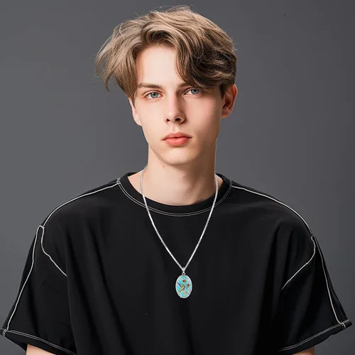 Vista 76 de Joyas de turquesa para mujeres y hombres de plata de ley 925 con colgante de urna para cenizas, collar con medallón de imagen, martillo de Thor