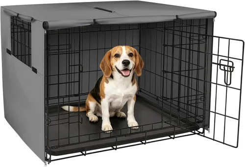 Vista 21 de Explore Land - Funda para jaula para perros, 18 pulgadas, color negro Parasol de poliéster resistente, ajuste universal para jaula de alambre