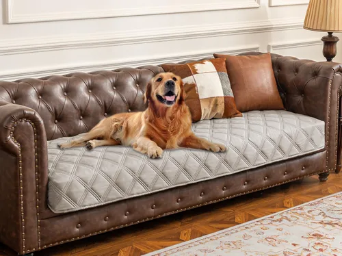 Vista 55 de Ameritex Funda impermeable para cama de perro, manta para mascotas con parte trasera antideslizante para muebles, cama, sofá