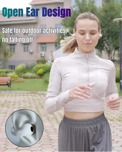 Vista 3 de Tayogo Auriculares inalámbricos abiertos con clip de oreja con micrófono, Bluetooth V5.3, 80 horas de reproducción con estuche de carga para correr