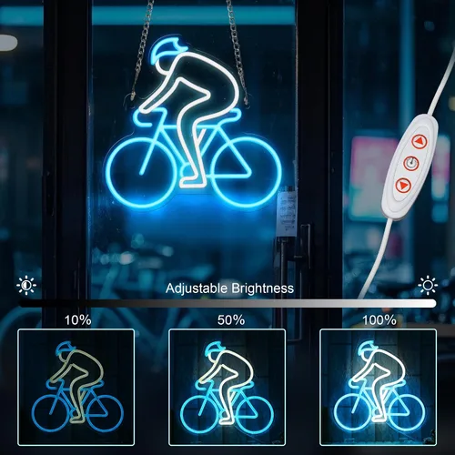 Vista 3 de CoolGift Mart Letrero de neón para bicicleta, decoración de pared definitiva para entusiastas del deporte, luz LED regulable para dormitorio, sala