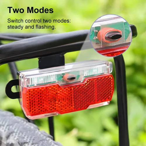Vista 3 de Luz trasera para portabicicletas con 2 modos constante e intermitente, luz trasera de bicicleta fácil de instalar en el estante de carga, ajuste