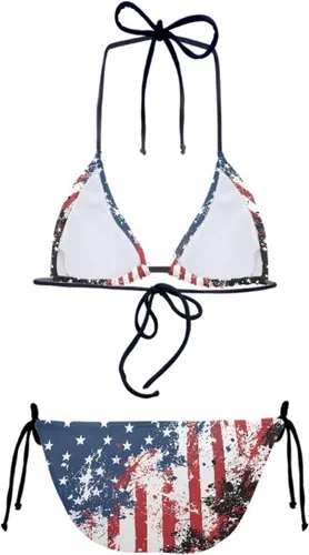 Vista 3 de YEXIATODO Traje de baño de 2 piezas para mujer, conjunto de bikini triangular con tanga halter