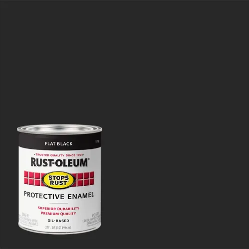 Vista 2 de Rust-Oleum 7776502-2PK - Pintura antióxido para aplicación con brocha, cuarto de galón, negro plano (paquete de 2)