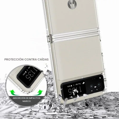 Vista 4 de Funda para Motorola Razr-2023: panel trasero transparente premium + cubierta de parachoques de TPU para Moto Razr 2023 (YKL transparente)