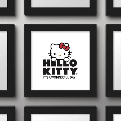 Vista 3 de Trends International Gallery Pops Hello Kitty - Póster de pared con logotipo de It's A Wonderful Day, 12 x 12 pulgadas, versión de marco negro