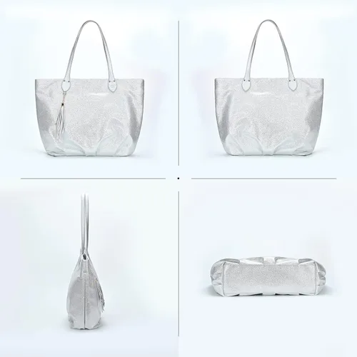 Vista 3 de GAYI URBAN - Bolsa de mano con purpurina para mujer, bolso de mano de oropel brillante, bolso de hombro grande con lentejuelas