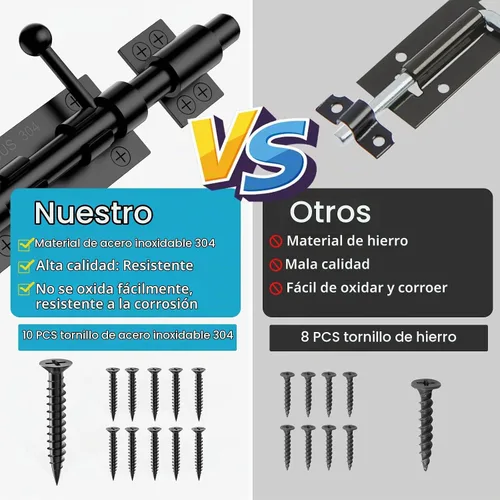 Vista 7 de Cierre de puerta de perno deslizante, hardware de pestillo de perno de barril, cerradura de 16 cm de acero inoxidable 304 resistente y sólida con 2