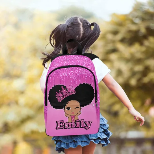 Vista 7 de Mochila escolar personalizada para niños y niñas de primaria con nombre brillante y patrón brillante, impermeable, con lonchera para hija, hijo, a