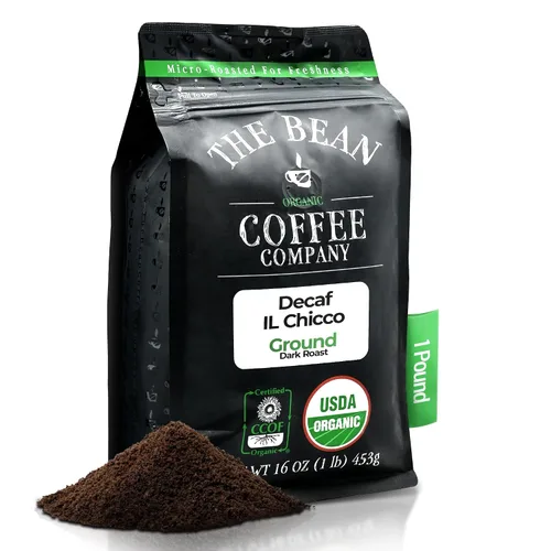 Vista 36 de The Bean Organic Coffee Company - Grano Aloha DECAF procesado con agua (avellana hawaiana), tostado medio, café molido, bolsa de 16 onzas, Café