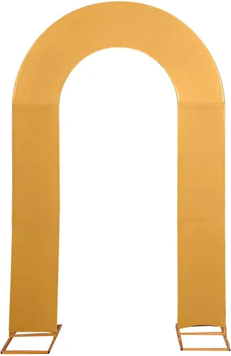 Vista 2 de Balsa Circle Funda de tela de arco de doble arco abierto de elastano beige de 8 pies Fundas de tela de arco en forma de U para eventos al aire