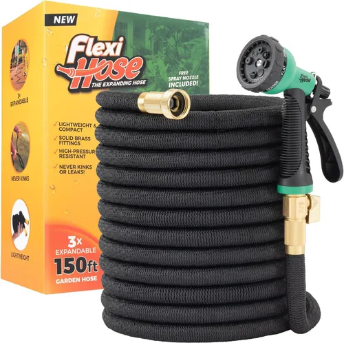 Vista 9 de Flexi Hose manguera de jardín expandible con boquilla de 8 funciones, 25 pies - manguera de jardín retráctil ligera, manguera de agua - flexibilidad