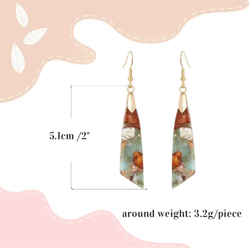 Vista 6 de Aretes colgantes de piedras preciosas naturales bohemios y únicos para mujer