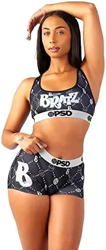 Vista 4 de PSD Brasier deportivo Bratz Luxe para mujer, negro, talla L, Negro Bratz Luxe Sb