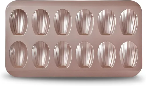 Vista 9 de Madeleines 12 Cavity Madeleine Baking Mould Carbon Steel with Non-Stick Coating for Oven Baking Chocolate Brownies Biscuits, Black