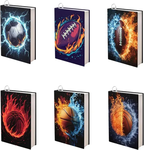 Vista 31 de Rnyleeg Paquete de 6 fundas protectoras de libros de bolsillo para niños, con temática deportiva, elástica, para amantes de los libros, estudiantes